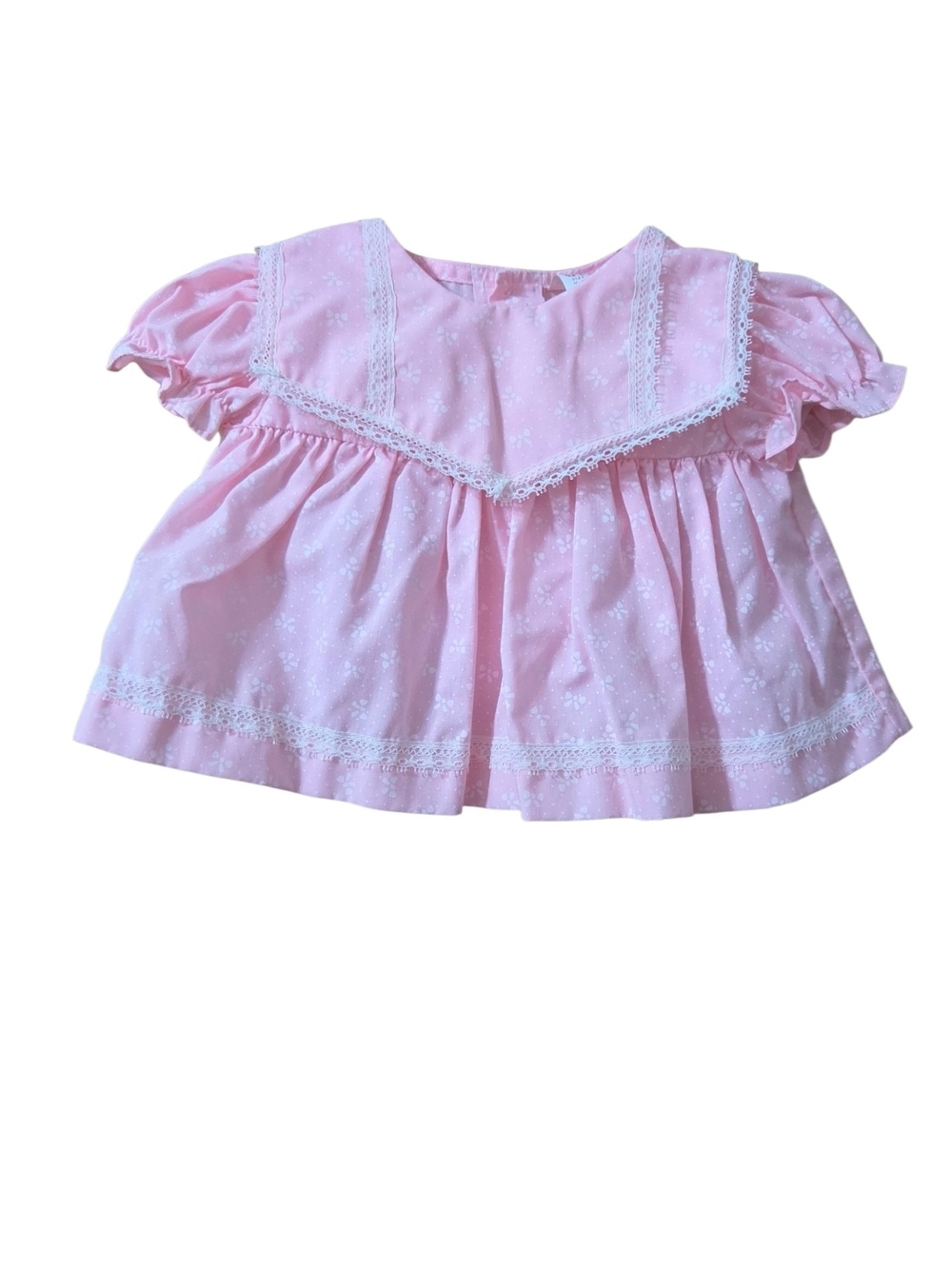 Vintage Catton Candy Light Pink Eyelet Lace Yoke Dress